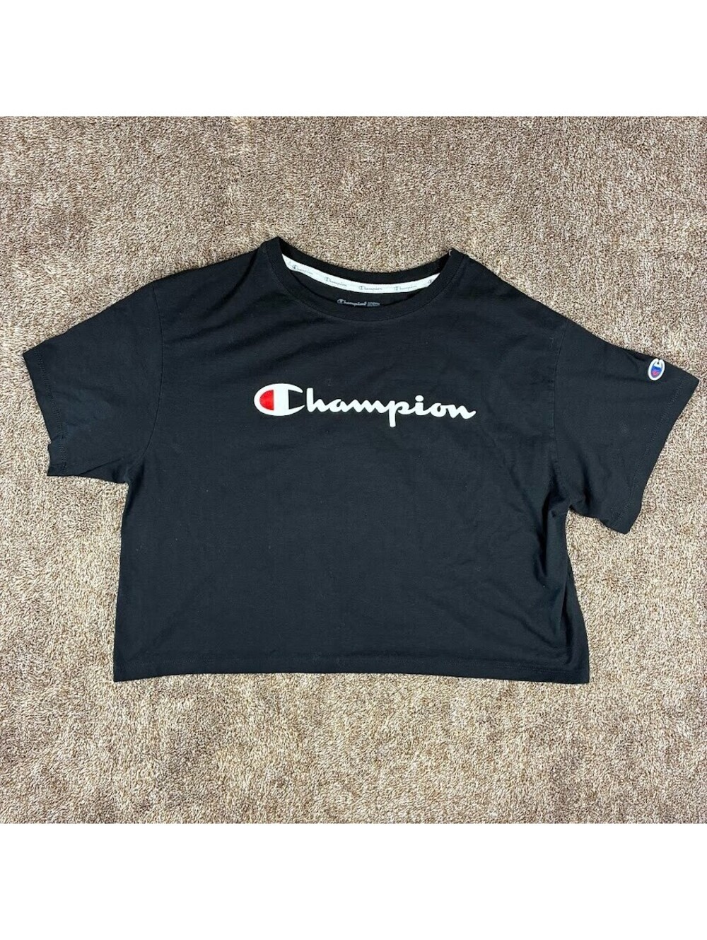 Champion Womens Size XLarge crop top T-Shirt Black